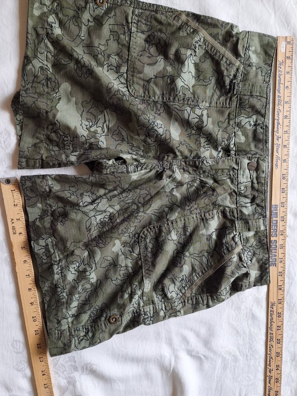 Carhartt Green Camo Floral Cotton Adjustable Length Original Fit Short Women 12 - Picture 3 of 8